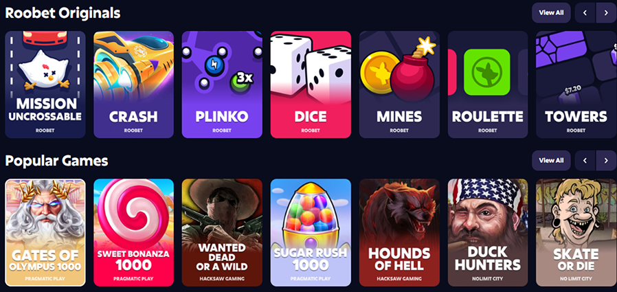 Καζίνο Roobet Παιχνίδια Roobet Casino Games